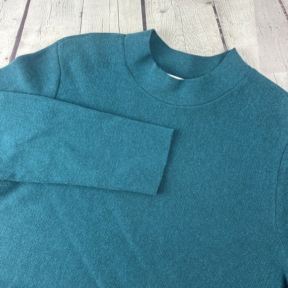 J. Jill‎ Soft Knit Sweater Dress Teal Green Knit Mock Neck Pullover Size Medium - Picture 1 of 10